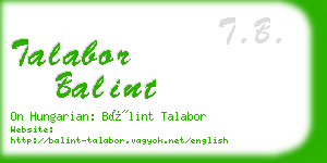 talabor balint business card